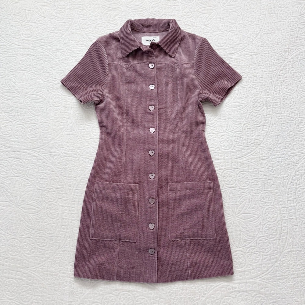 Rolla's x Free People‎ Francoise Corduroy Dress, Purple Sz 6 XS